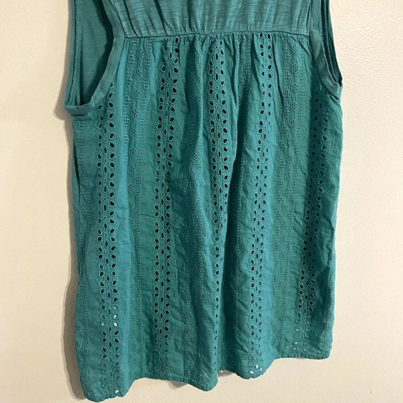 NWT Eri + Ali Lucie Eyelet Tank Anthropologie Size S V Neck Sleeveless Blue - Picture 5 of 14